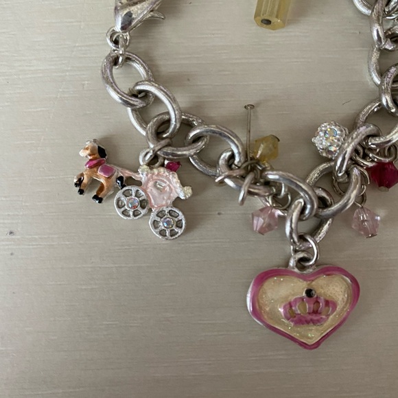 Gorgeous y2k vintage silver and pink girly charm bracelet - Picture 4 of 5